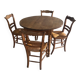 Round wooden table (4/6 people) with 4 straw chairs