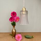 Vintage tulip suspension in frosted glass