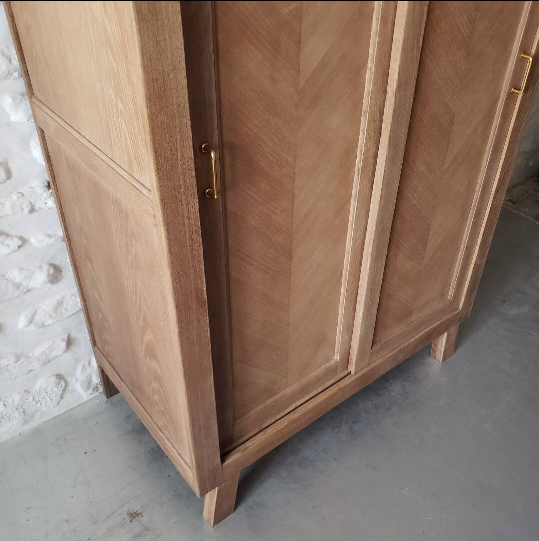 Vintage oak wardrobe with sliding doors