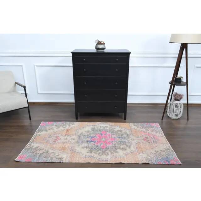 Vintage Turkish Oushak Handmade Wool Cotton Orange Area Rug 99x192