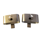 Pair of vintage "Space age" wall sconces from the 1970s in brushed stainless steel