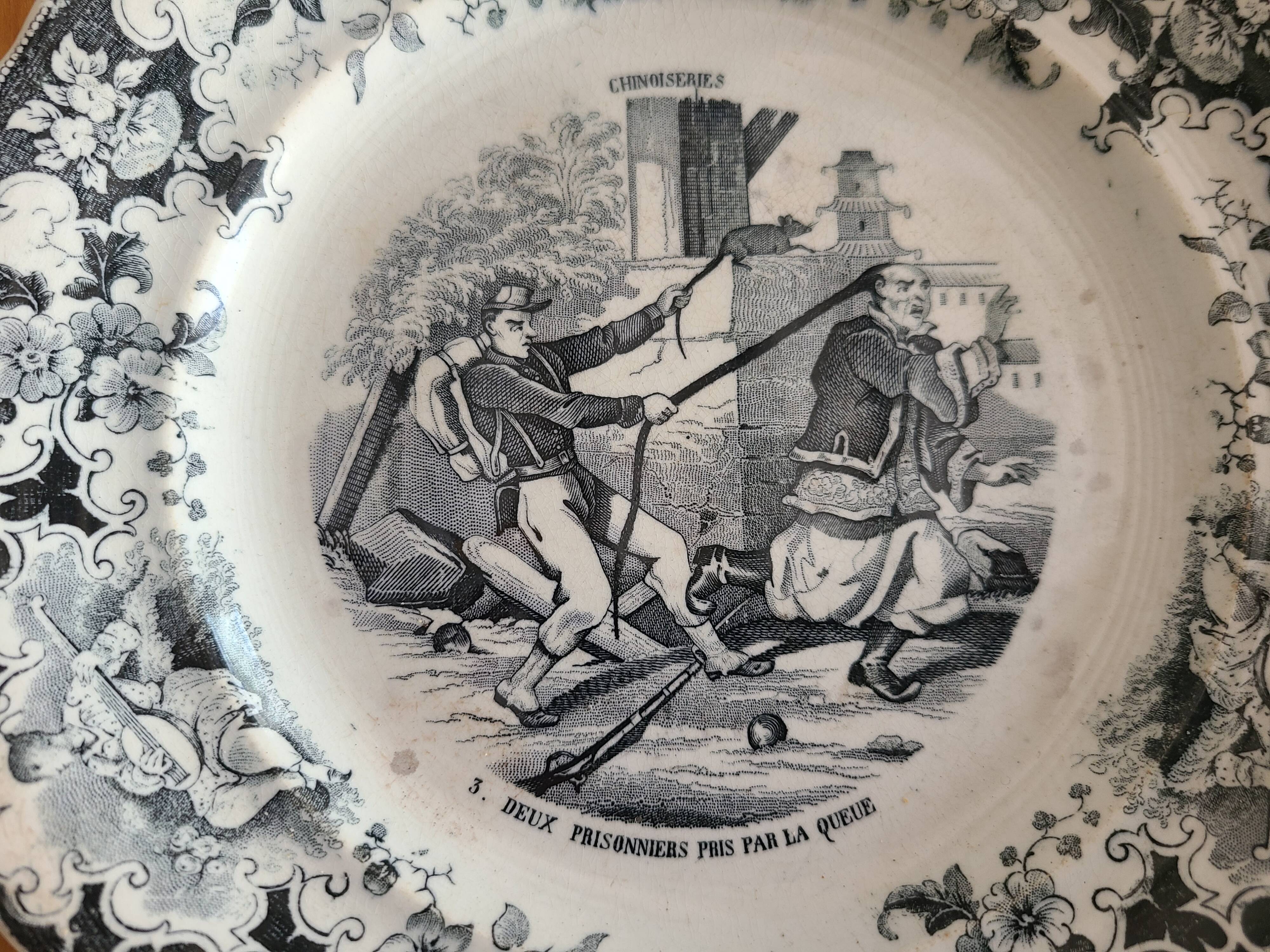 5 talking plates Choisy Le Roi XIXth series "Chinoiseries"