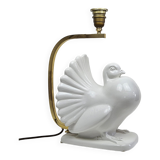 Lampe de table italienne « pigeon » avec porcelaine et laiton, années 1970