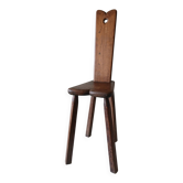Ancienne chaise paysanne alpine type Stabelle en bois massif – XIXᵉ si