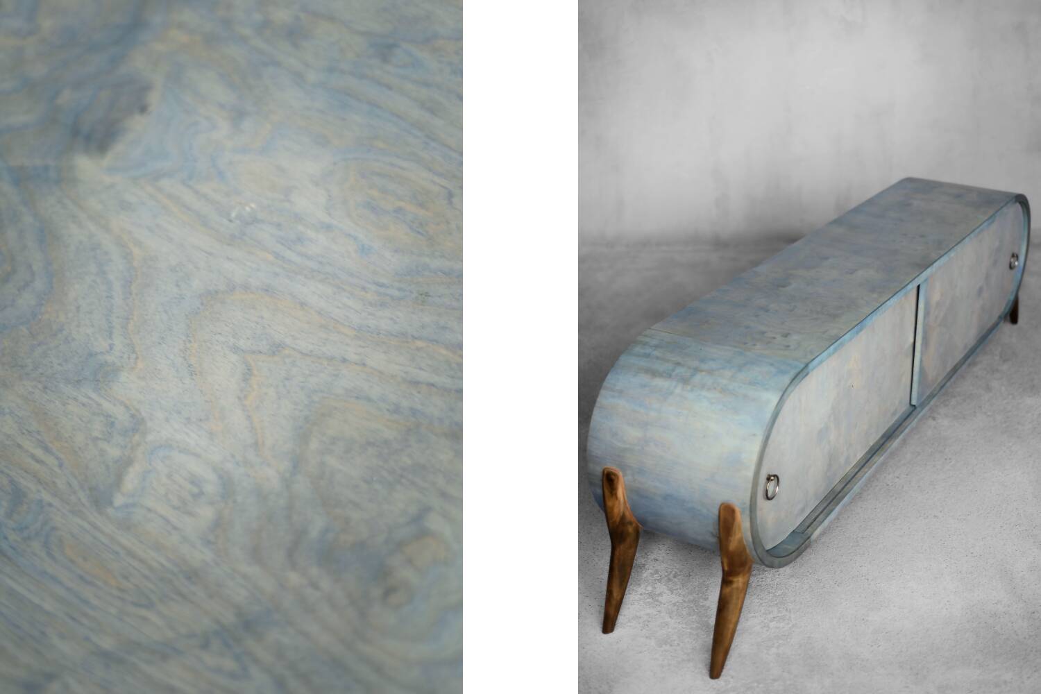 Buffet vintage du milieu du siècle moderne italien turquoise en bouleau