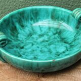 Art deco fruit bowl in green moiré ceramic