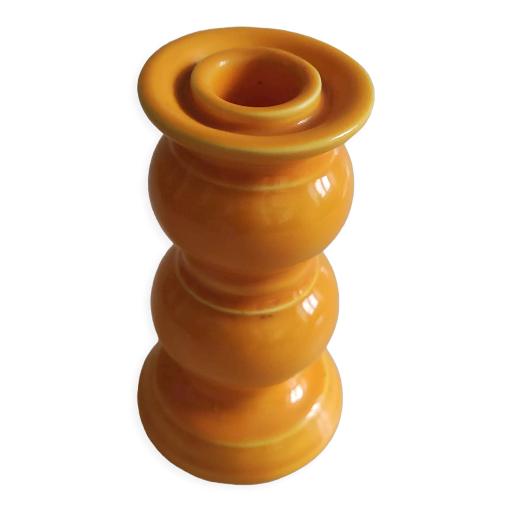 Yellow ceramic candle holder