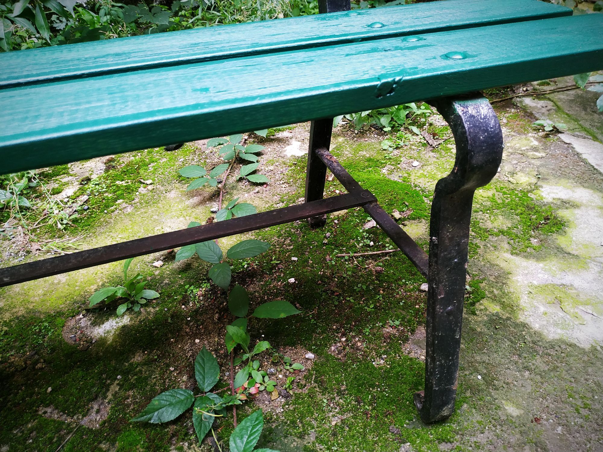 Garden bench wood and cast iron