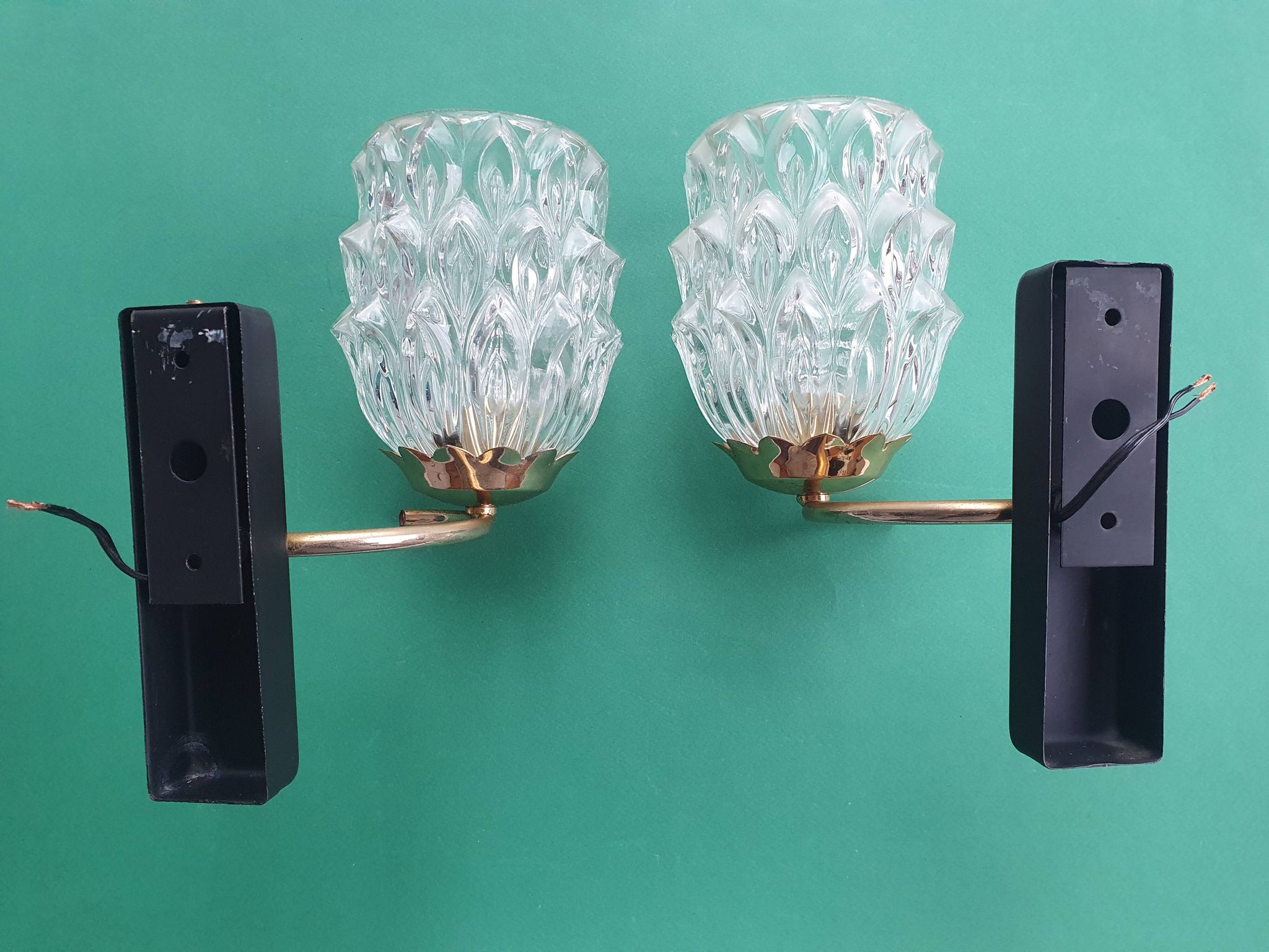 Pair of 1950s gold wall lights
