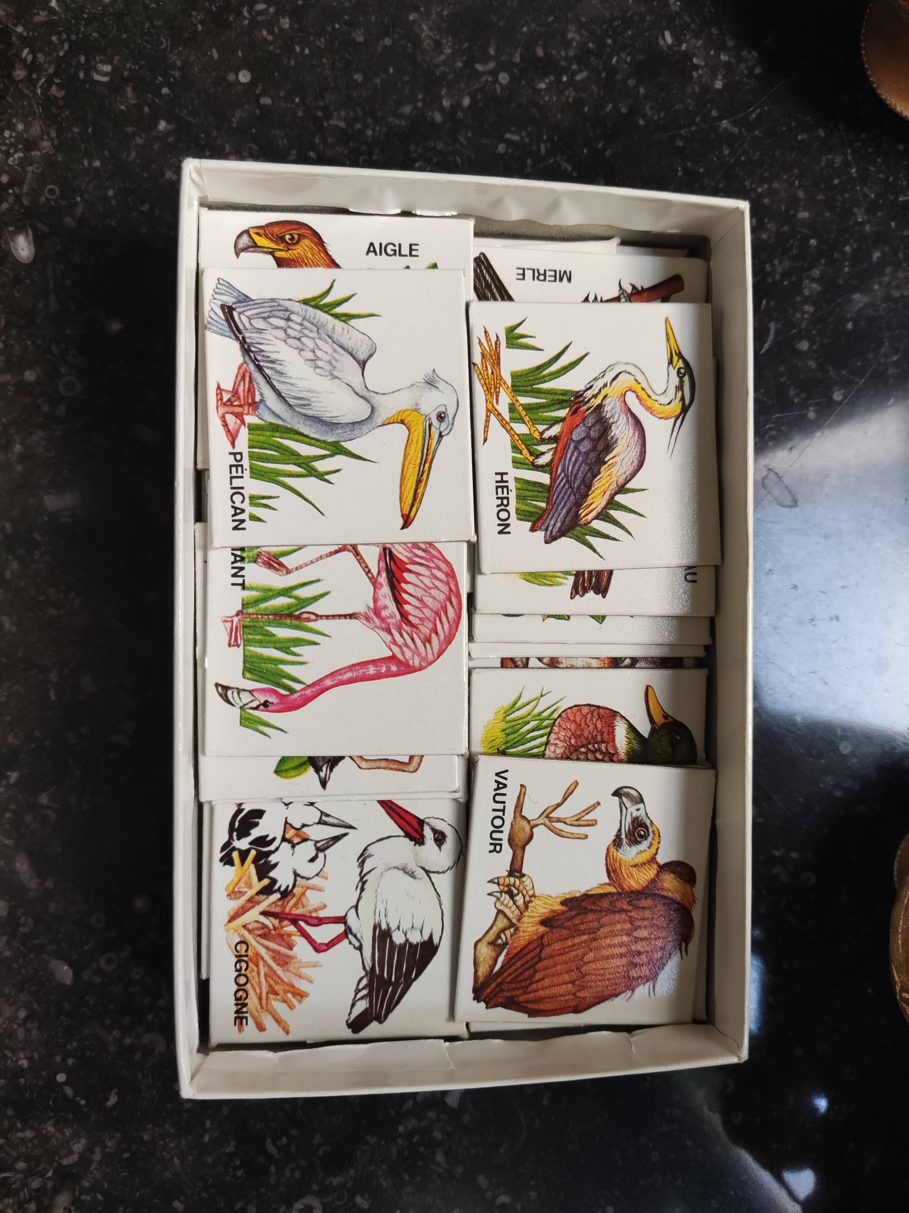 Vintage cardboard lotto birds of the world