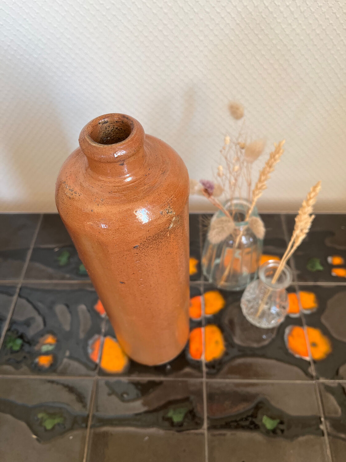 Vintage MKT ocher stoneware bottle