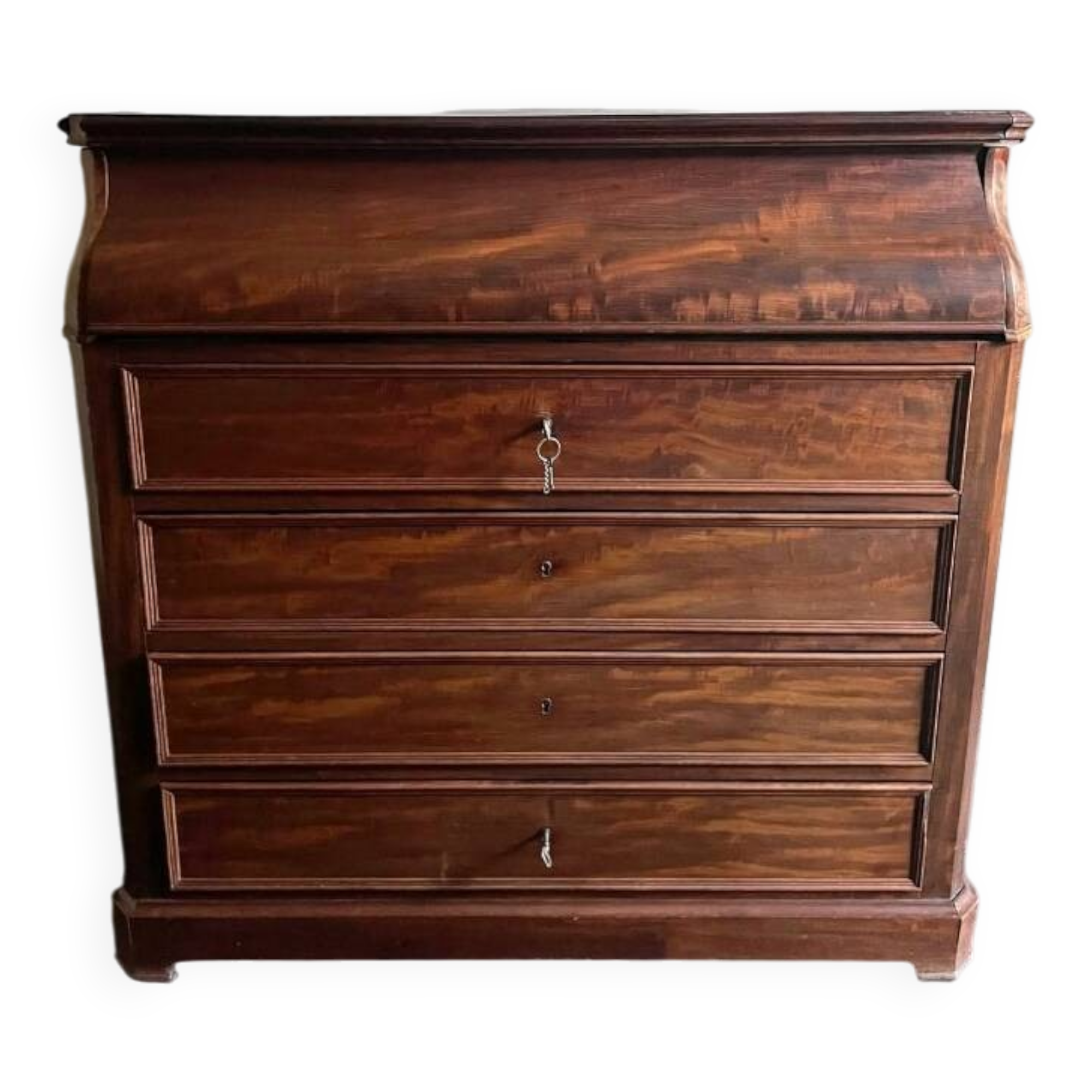 Vintage wooden toilet commode with marble top.