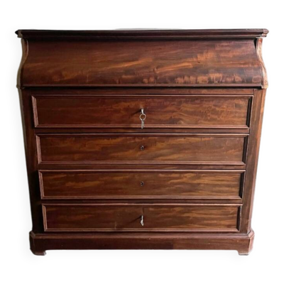 Commode de toilette vintage en bois avec plateau en marbre