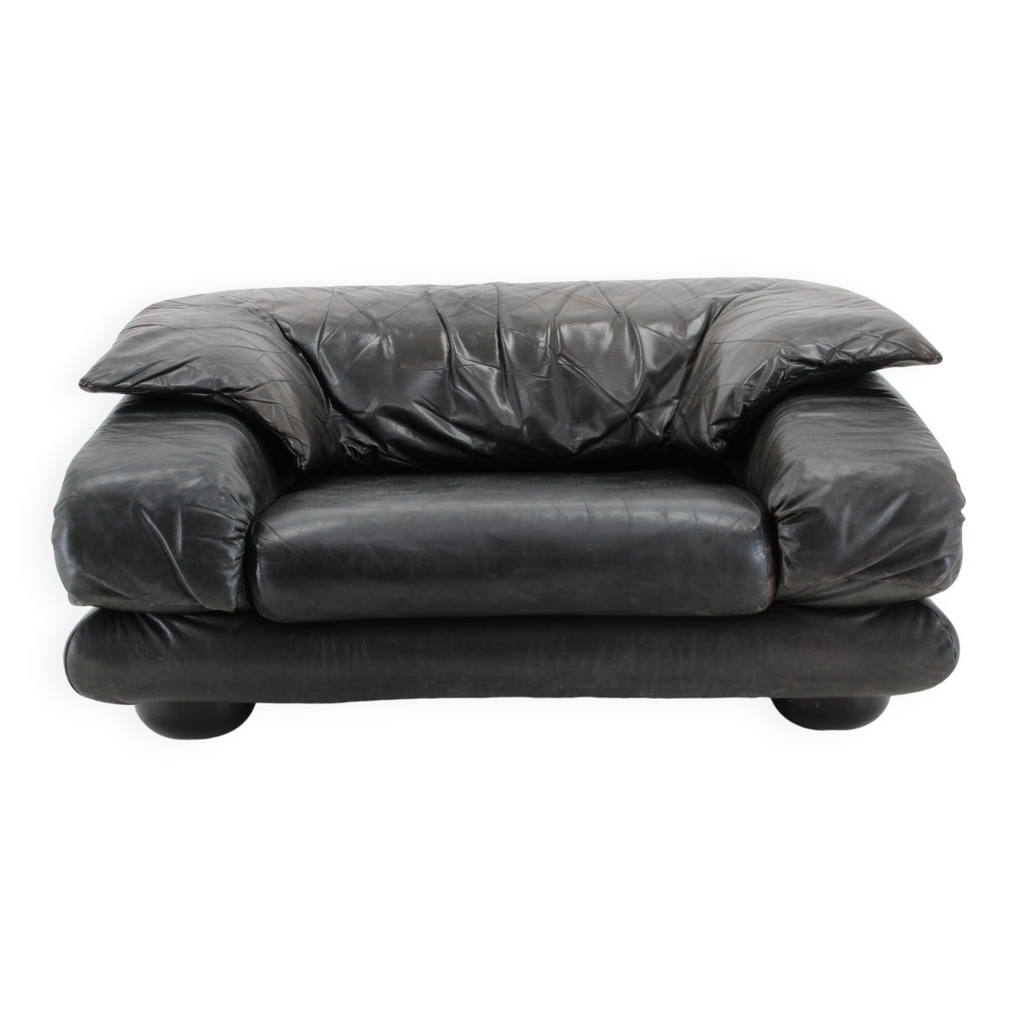 1970s Wiener Werkstätte Brutalist Letaher Adjustable Armchair