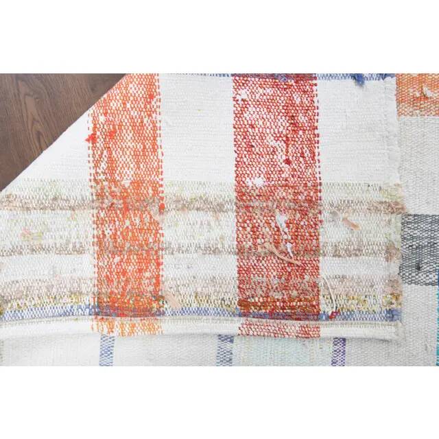 Vintage Turkish Hand-Knotted Wool Cotton White Kilim Runner Rug 107x254