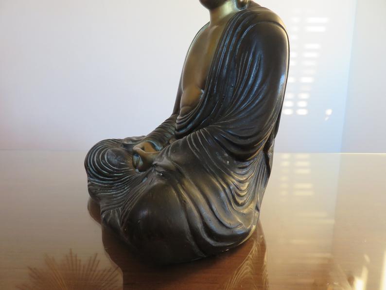 Italian "Buddha" lamp in polychrome plaster 70s
