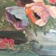 Oil on wood vase of flowers anemones 60s