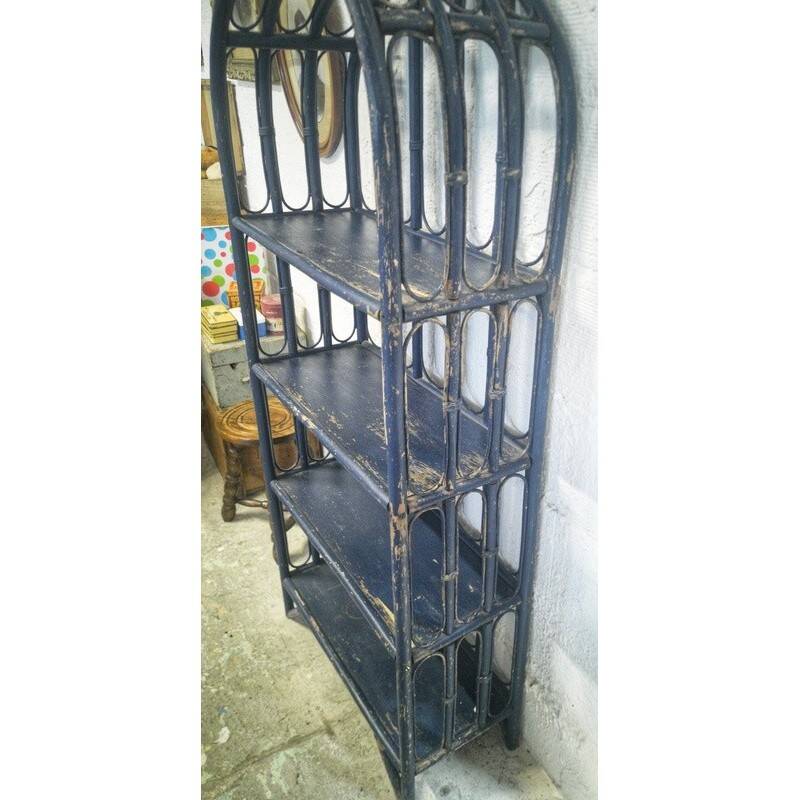 Blue rattan shelf