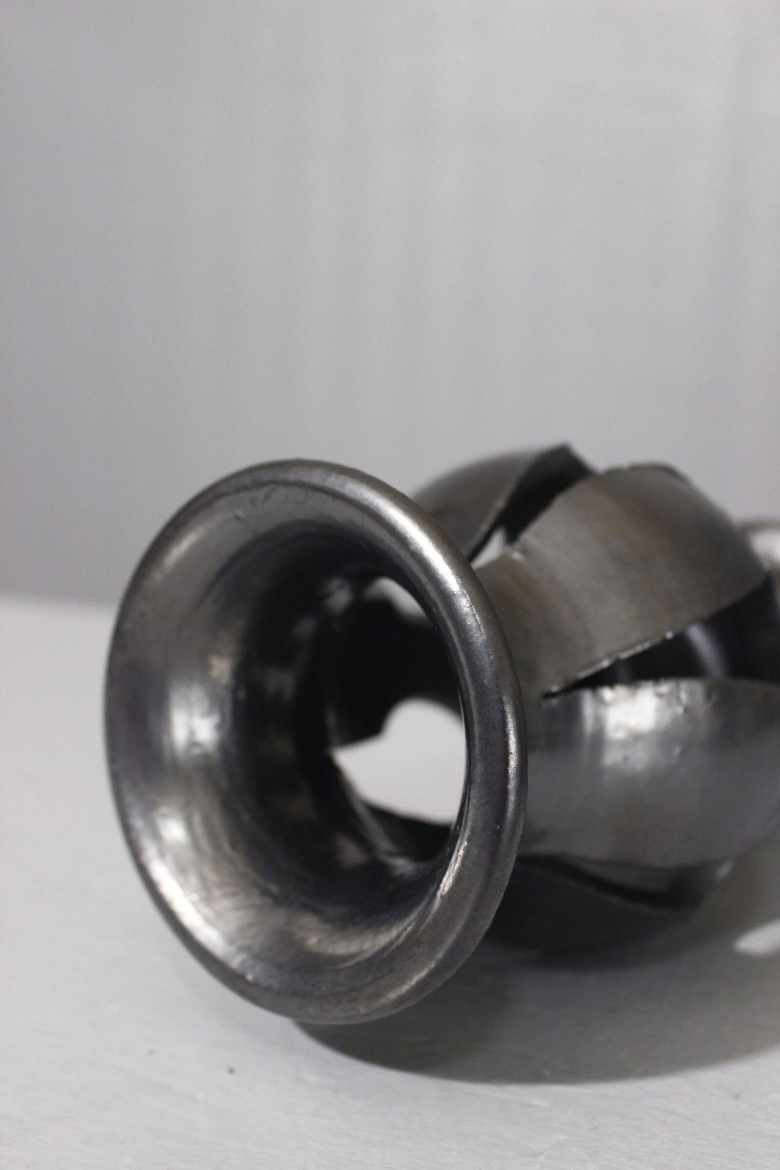 Jean Marais in Vallauris Black glazed candle holder 1970s