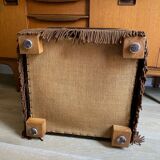 Large brown velvet pouf