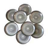Set of 8 70s stoneware dessert plates