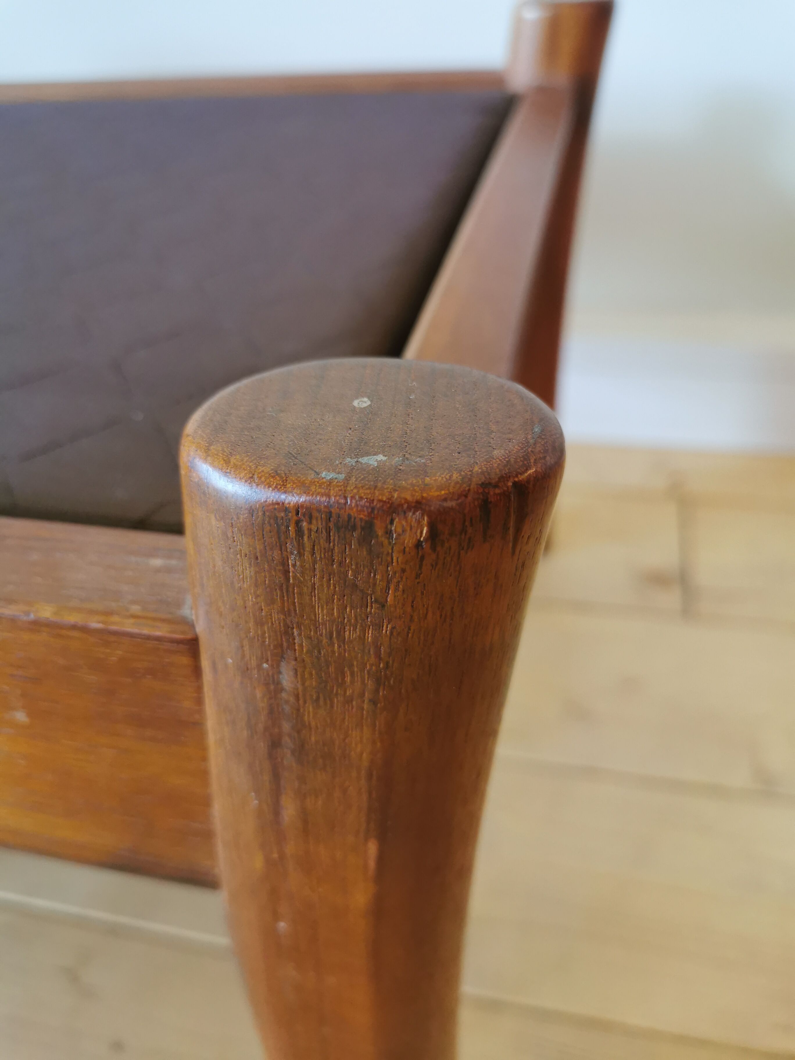Pair of Dyrlund leather footrest 60s leather