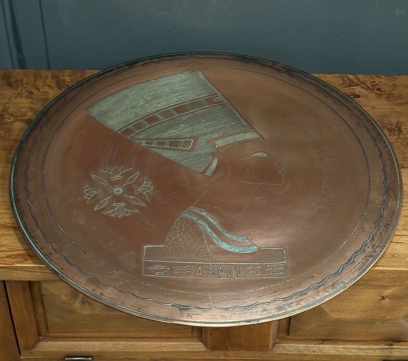 20th century Egyptian tea tray in richly engraved copper or brass