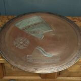 20th century Egyptian tea tray in richly engraved copper or brass