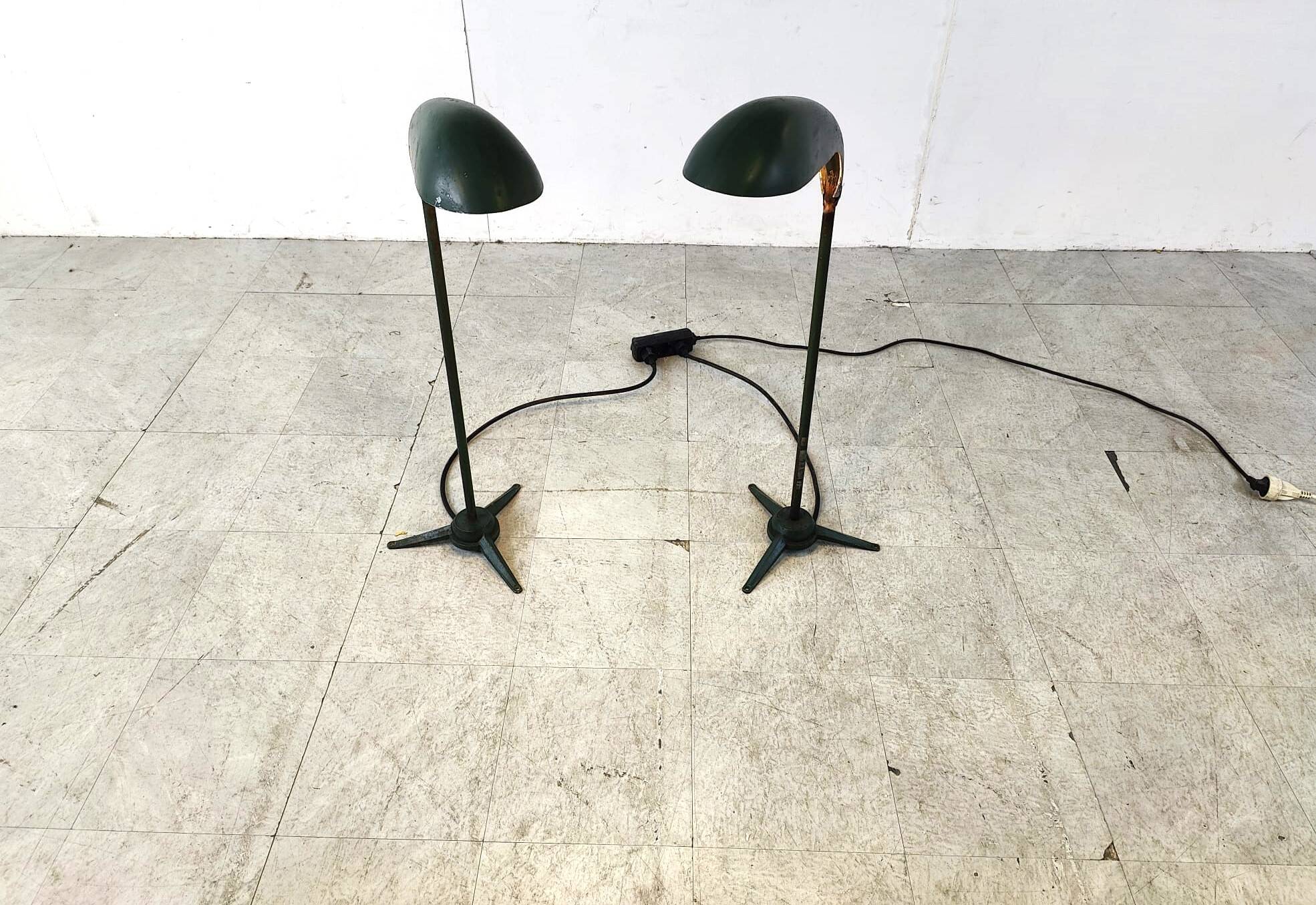 Pair of vintage metal floor lamps, 1970s