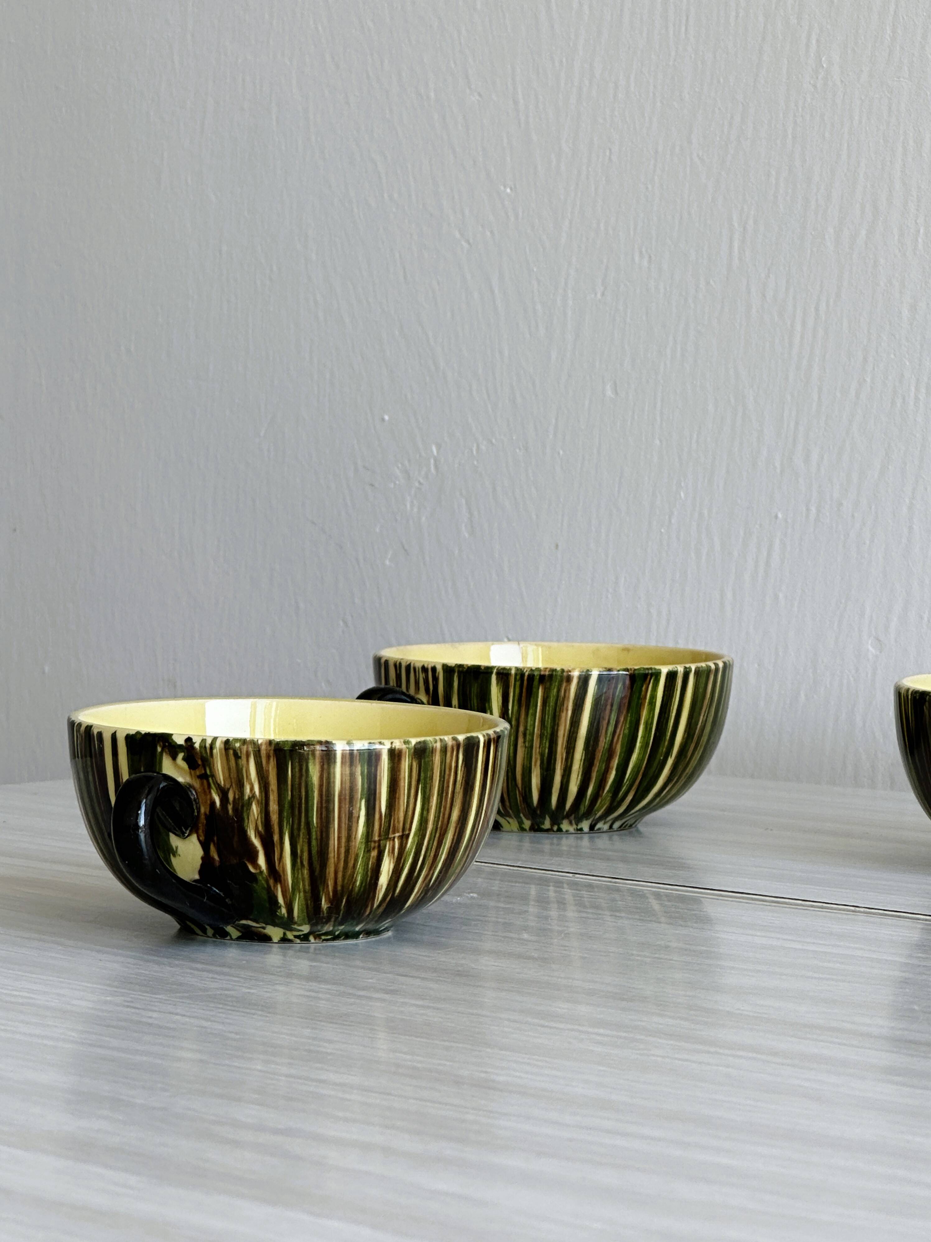 Set of 3 hand painted ceramic mugs Saint Clement
