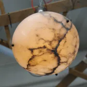 Art Deco Alabaster Pendant Light, Hand-Carved, 1920s