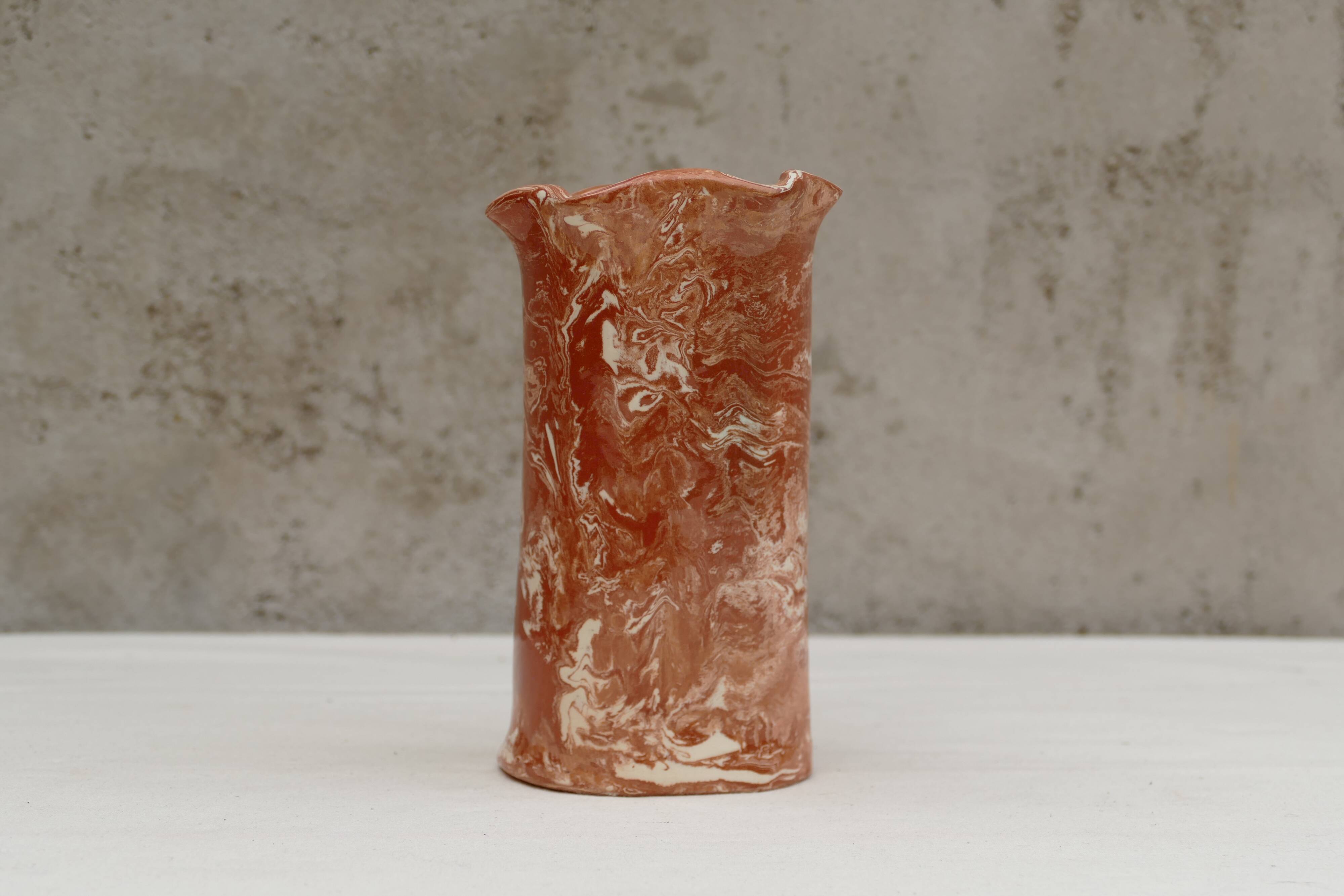 Marbled terracotta vase