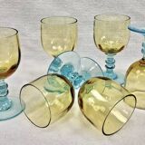 6 old two-tone George Sand wine glasses