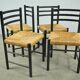 MID-CENTURY modern dining chairs with rush seat, 1960s