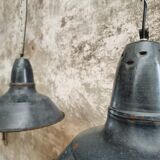 Set old enamel lamps factory lamps blue black