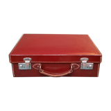 Red leather suitcase