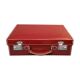 Red leather suitcase