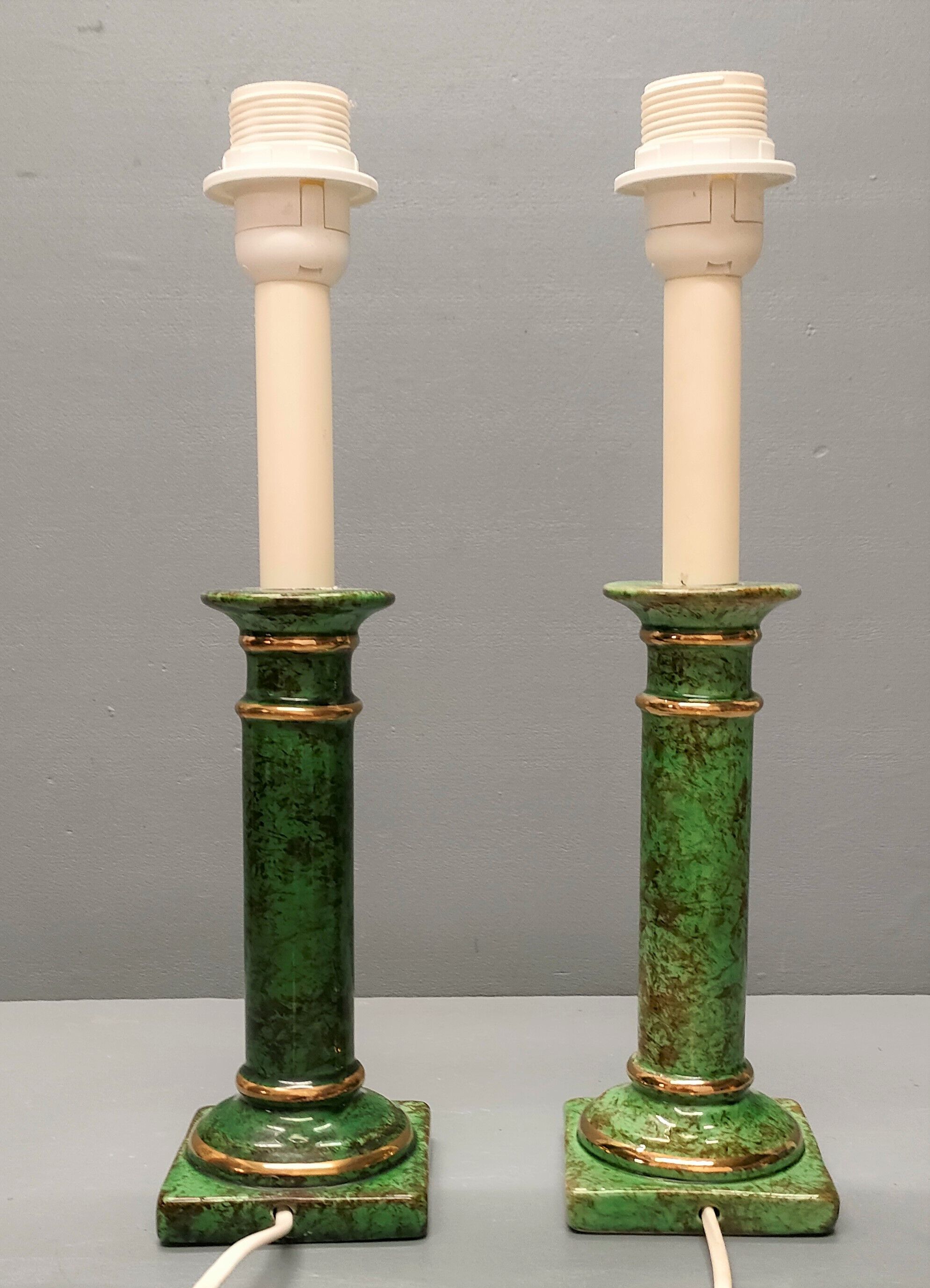 Pair of table lamps in the taste of antique marble columns, 1980s, France