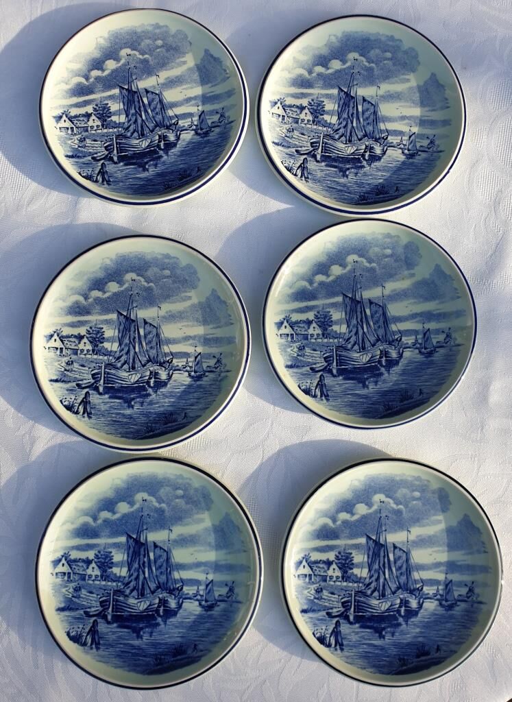 Set 6 plates Delfts for Royal Sphinx Holland by Boch Belgium