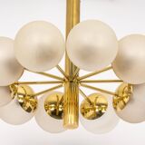 Grand lustre Kaiser Sputnik en globes de verre, Allemagne, années 1970