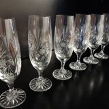 6 vintage crystal champagne flutes by etzel