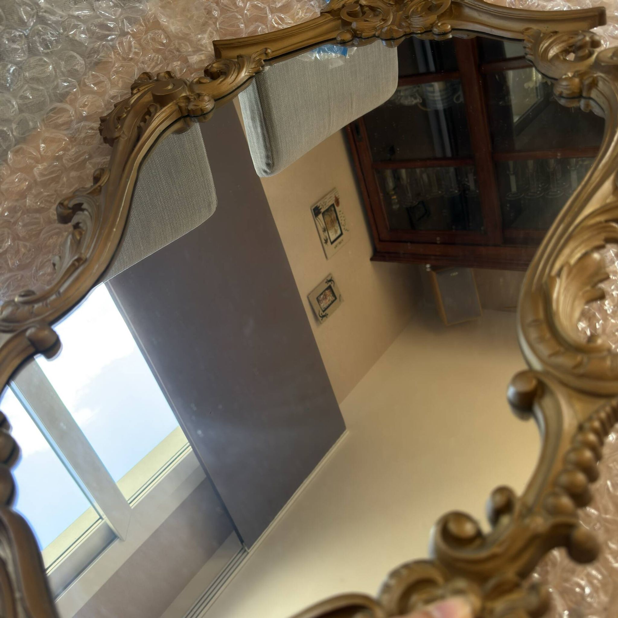 Miroir ancien style Louis XV Rocaille avec cadre sculpté