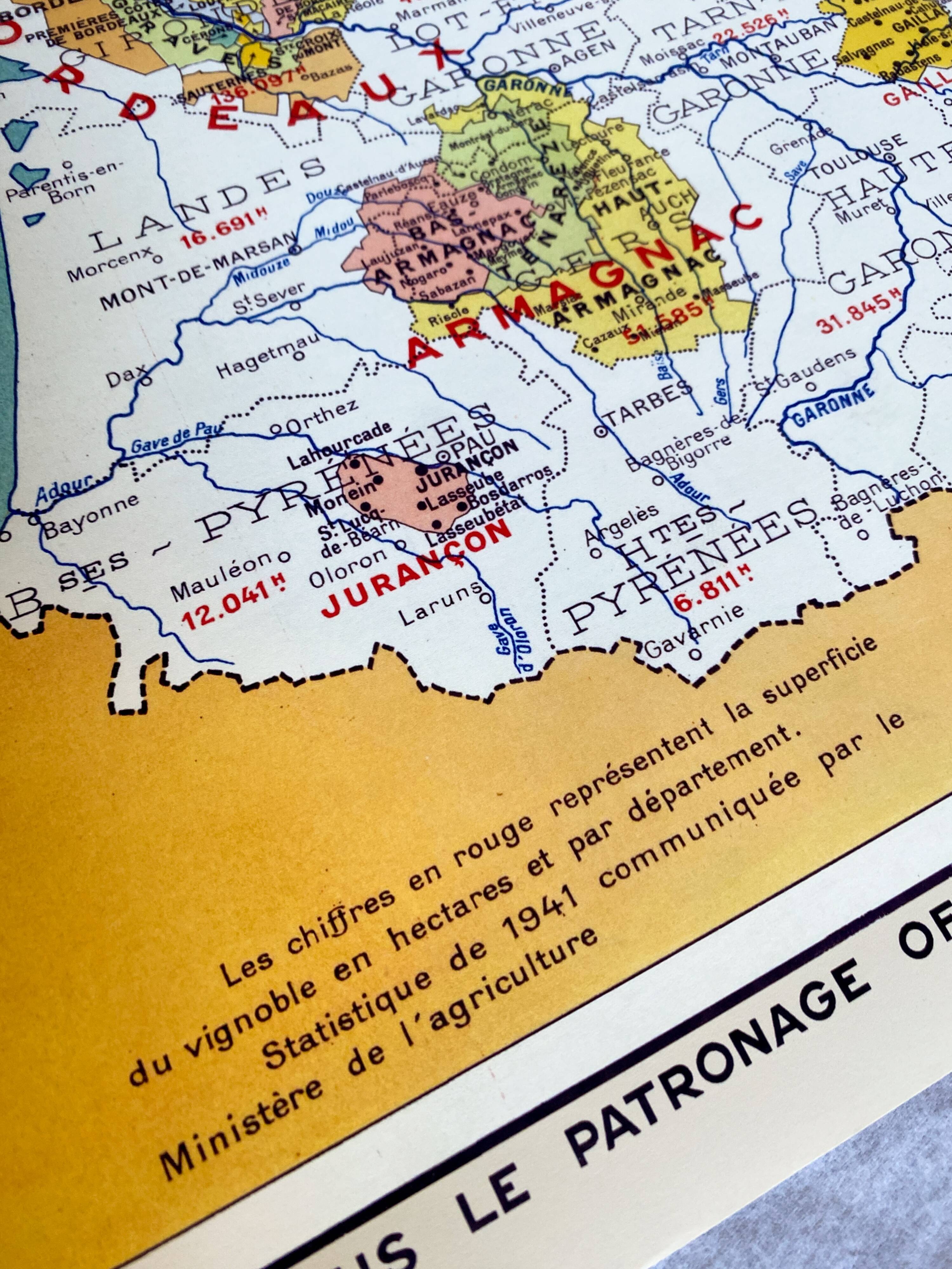 Carte de la France vinicole en 1949