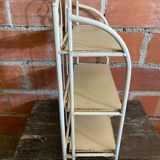 Vintage White Broken Metal Folding Shelf Unit 3 Tiers