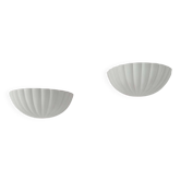Paire d'applique vintage coquillage, blanc mat, France 1970