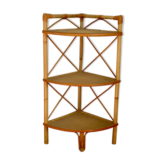 Corner rattan shelf 70s
