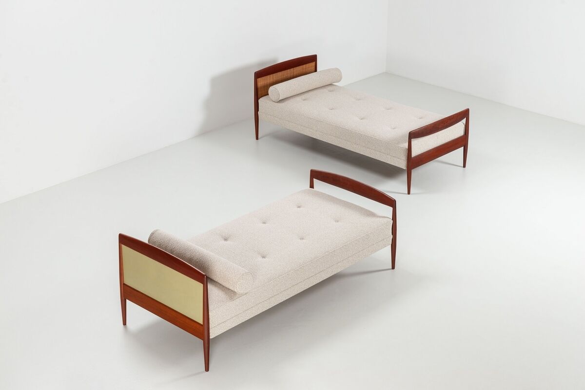Scandinavian daybed in teak and cane Denmark 1960