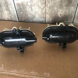 Pair Old Waterproof Bakelite Wall Lamp + Vintage White Plastic Reinforcement