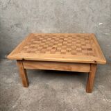 Table basse originale ancienne en bois blond doré