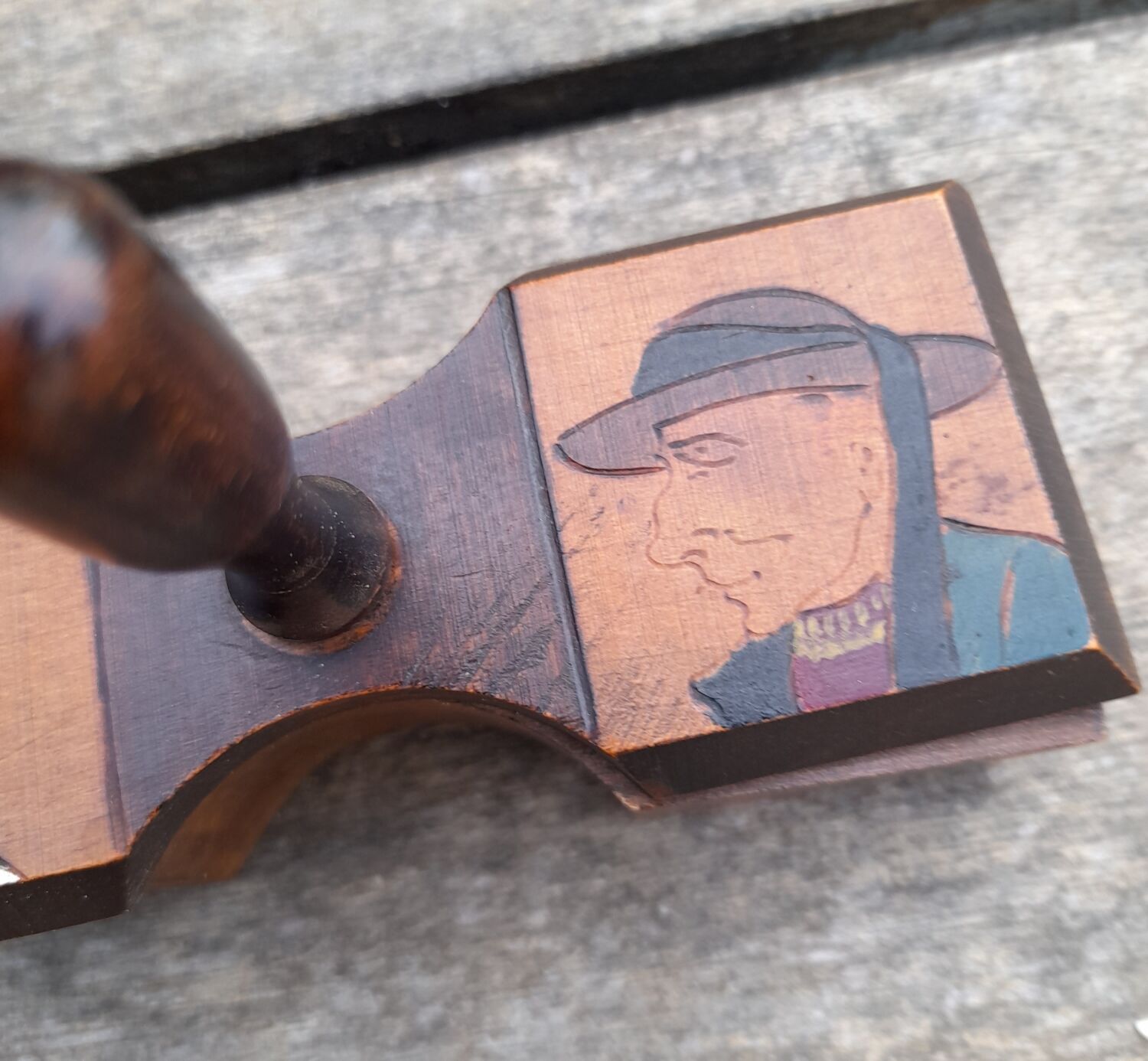 Pepper shaker wood, Breton subjects, vintage